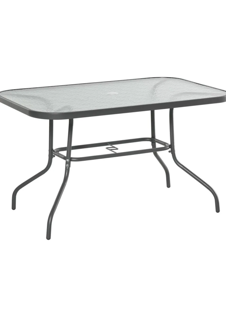 Outsunny Metal Garden Table with Umbrella Hole, 120L x 80Wcm