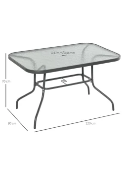 Outsunny Metal Garden Table with Umbrella Hole, 120L x 80Wcm