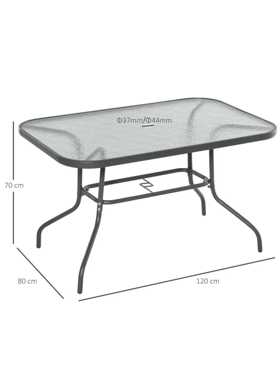 Outsunny Metal Garden Table with Umbrella Hole, 120L x 80Wcm