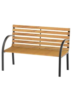 Outsunny Natural 2 Seater Wooden Garden Bench Chair with Steel Frame