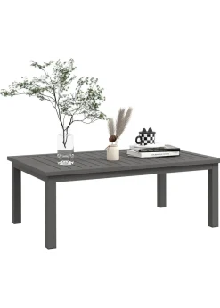 Outsunny Outdoor Coffee Table Patio Table with Brown Wood Grain Effect