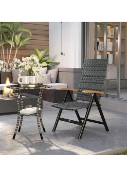 Outsunny Outdoor Folding Rattan Chair Dining Chair