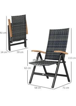 Outsunny Outdoor Folding Rattan Chair Dining Chair