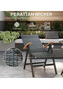 Outsunny Outdoor Folding Rattan Chair Dining Chair