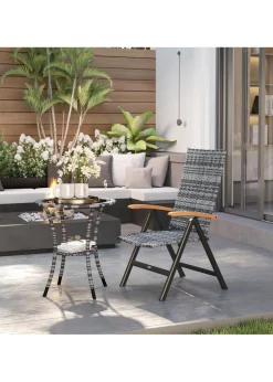 Outsunny Outdoor Folding Rattan Chair Dining Chair