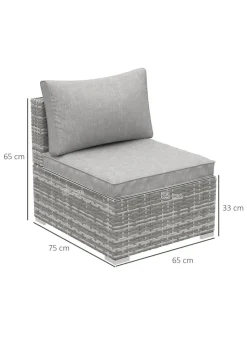 Outsunny Outdoor Garden Furniture Rattan Single Middle Sofa with Cushions