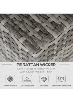 Outsunny Outdoor Garden Furniture Rattan Single Middle Sofa with Cushions