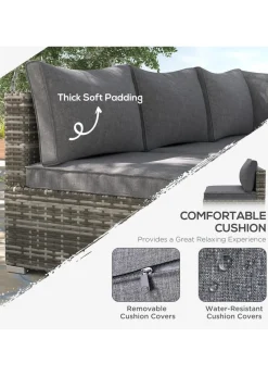 Outsunny Outdoor Garden Furniture Rattan Single Middle Sofa with Cushions