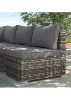 Outsunny Outdoor Garden Furniture Rattan Single Middle Sofa with Cushions