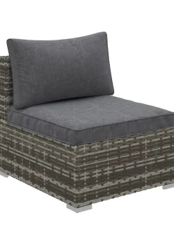 Outsunny Outdoor Garden Furniture Rattan Single Middle Sofa with Cushions