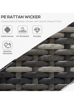 Outsunny Outdoor Garden Furniture Rattan Single Middle Sofa with Cushions