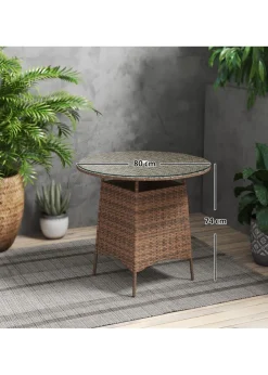 Outsunny Patio Furniture Rattan Garden Table with Umbrella Hole