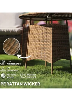 Outsunny Patio Furniture Rattan Garden Table with Umbrella Hole