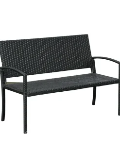 Outsunny Patio Rattan 2 Seater Garden Bench Love Seater Garden Armchair