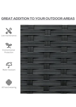 Outsunny Patio Rattan 2 Seater Garden Bench Love Seater Garden Armchair