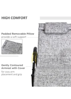 Outsunny Patio Texteline Rocking Lounge Chair Zero Gravity Rocker with Padded Pillow