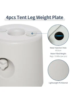 Outsunny 4pc Canopy Tent Weight Rapid Clip Gazebo Feet Fill with Water or Sand White