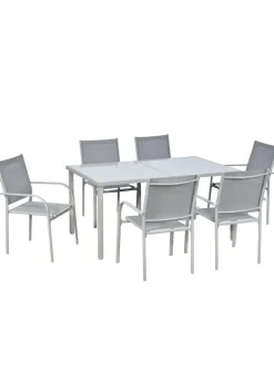 Outsunny 7pc Garden Dining Set-Outdoor Table and Chairs