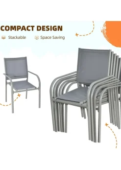 Outsunny 7pc Garden Dining Set-Outdoor Table and Chairs