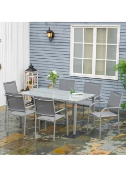 Outsunny 7pc Garden Dining Set-Outdoor Table and Chairs