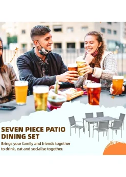 Outsunny 7pc Garden Dining Set-Outdoor Table and Chairs