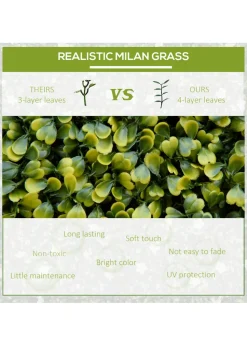 Outsunny 12PCS Artificial Boxwood Wall Panels 50cm x 50cm Grass Privacy Fence Screen