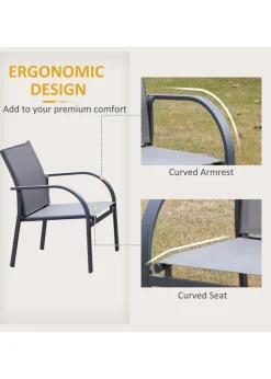 Outsunny 4pcs Patio Furniture Set Garden Sofa Glass Top Coffee Table Grey