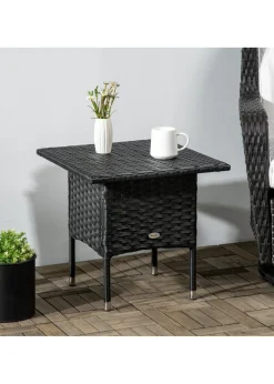 Outsunny PE Rattan Outdoor Coffee Table Easy Match Rattan Side Table