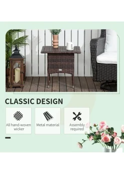 Outsunny PE Rattan Outdoor Coffee Table Easy Match Rattan Side Table