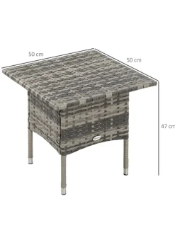 Outsunny PE Rattan Outdoor Coffee Table Easy Match Rattan Side Table