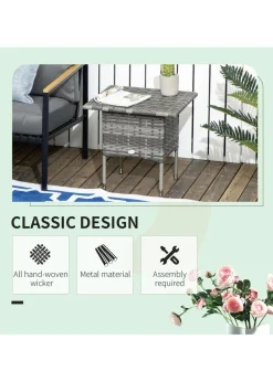Outsunny PE Rattan Outdoor Coffee Table Easy Match Rattan Side Table