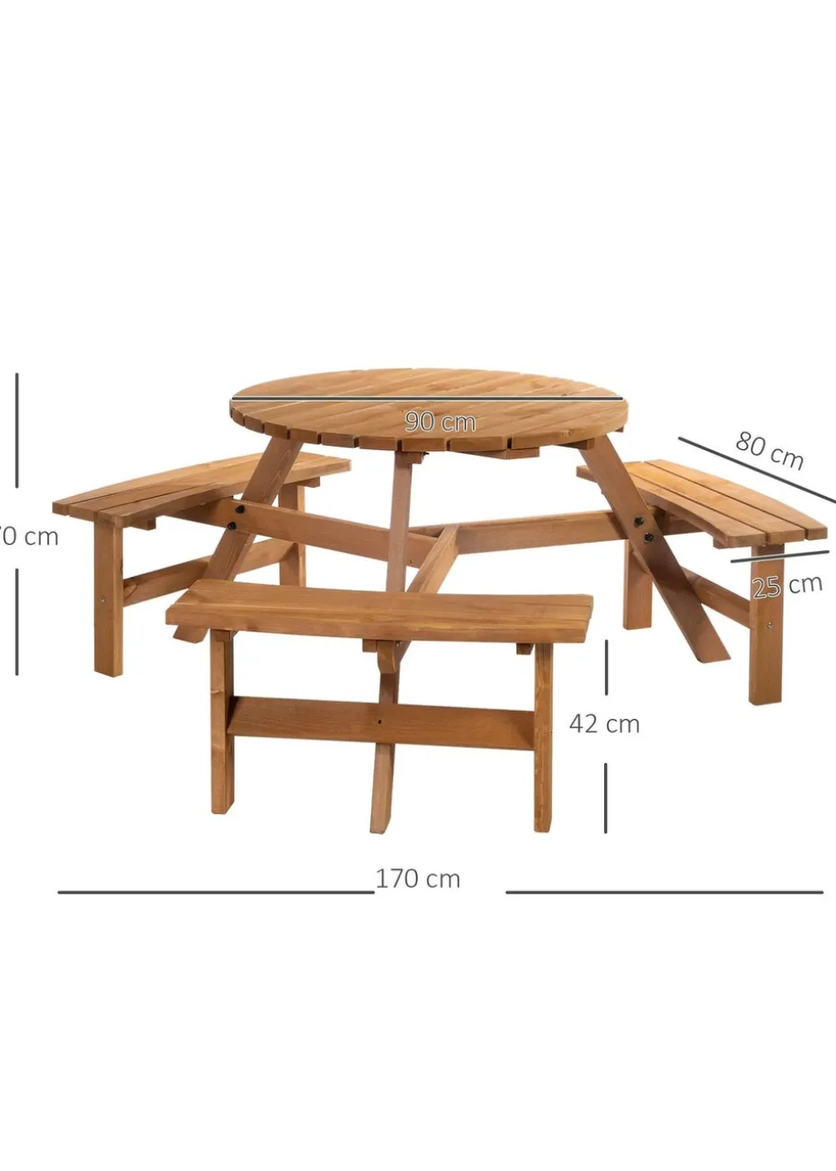 Outsunny Picnic Table and Bench Dinning Set Wooden