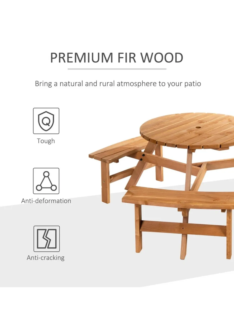 Outsunny Picnic Table and Bench Dinning Set Wooden