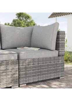 Outsunny Rattan Corner Sofa Garden Rattan Furniture Single Sofa Chair