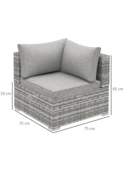 Outsunny Rattan Corner Sofa Garden Rattan Furniture Single Sofa Chair