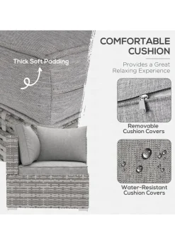 Outsunny Rattan Corner Sofa Garden Rattan Furniture Single Sofa Chair