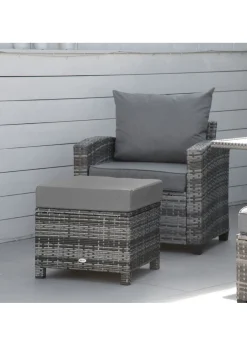 Outsunny Rattan Footstool Wicker Ottoman (50cm x 50cm x 35cm)