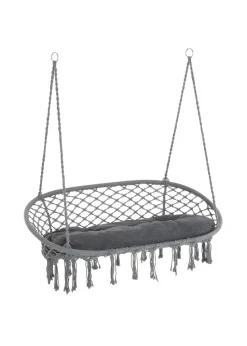 Outsunny 2-Seater Hanging Hammock Chair with Soft Cushion for Patio, Garden, Balcony, Living Room
