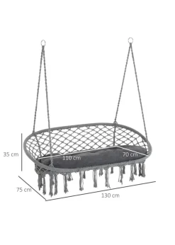 Outsunny 2-Seater Hanging Hammock Chair with Soft Cushion for Patio, Garden, Balcony, Living Room