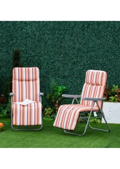 Outsunny Set of 2 Garden Patio Foldable  Sun Recliners Loungers