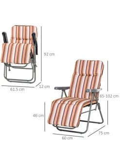 Outsunny Set of 2 Garden Patio Foldable  Sun Recliners Loungers