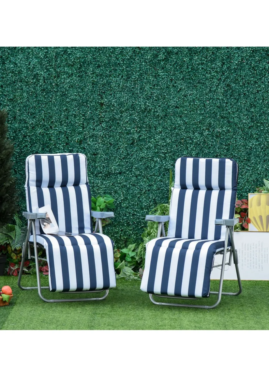 Outsunny Set of 2 Garden Patio Foldable Sun Recliners Loungers