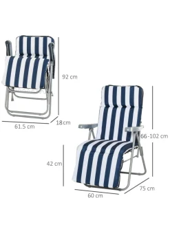 Outsunny Set of 2 Garden Patio Foldable Sun Recliners Loungers