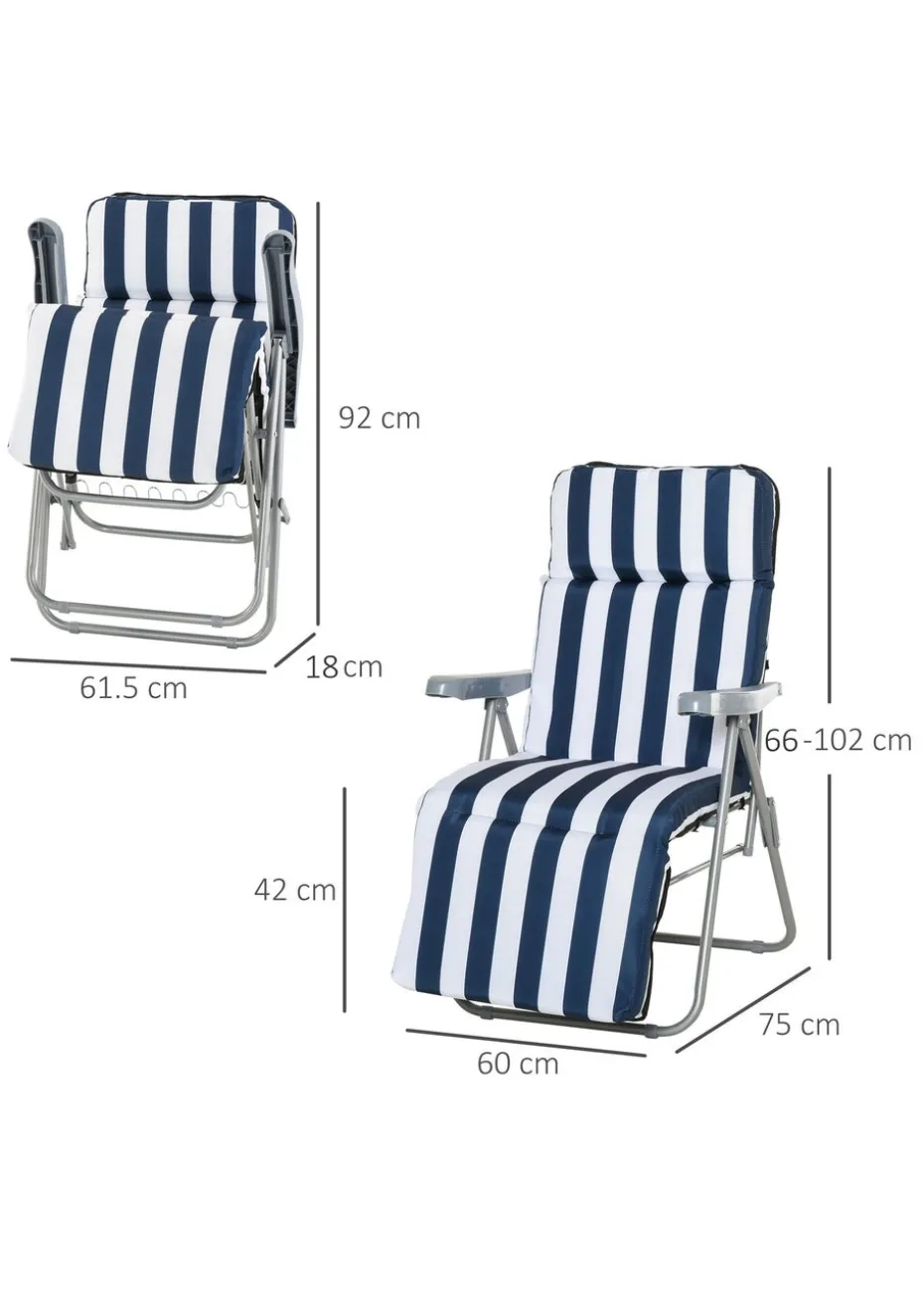 Outsunny Set of 2 Garden Patio Foldable Sun Recliners Loungers