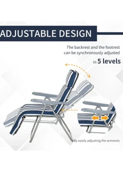 Outsunny Set of 2 Garden Patio Foldable Sun Recliners Loungers