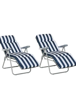 Outsunny Set of 2 Garden Patio Foldable Sun Recliners Loungers
