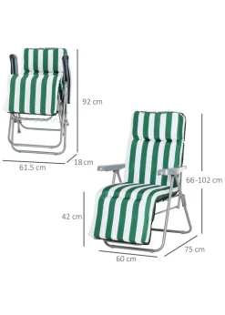 Outsunny Set of 2 Garden Patio Foldable Sun Recliners Loungers
