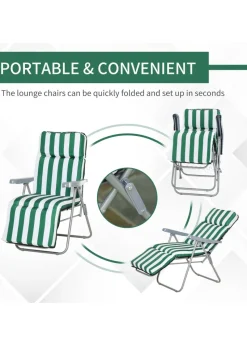 Outsunny Set of 2 Garden Patio Foldable Sun Recliners Loungers