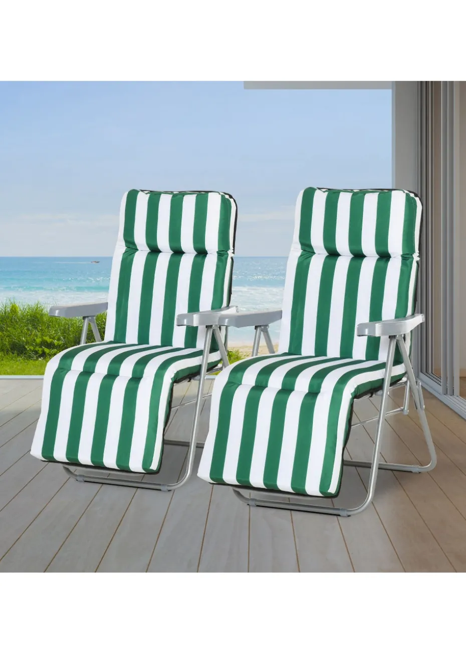 Outsunny Set of 2 Garden Patio Foldable Sun Recliners Loungers