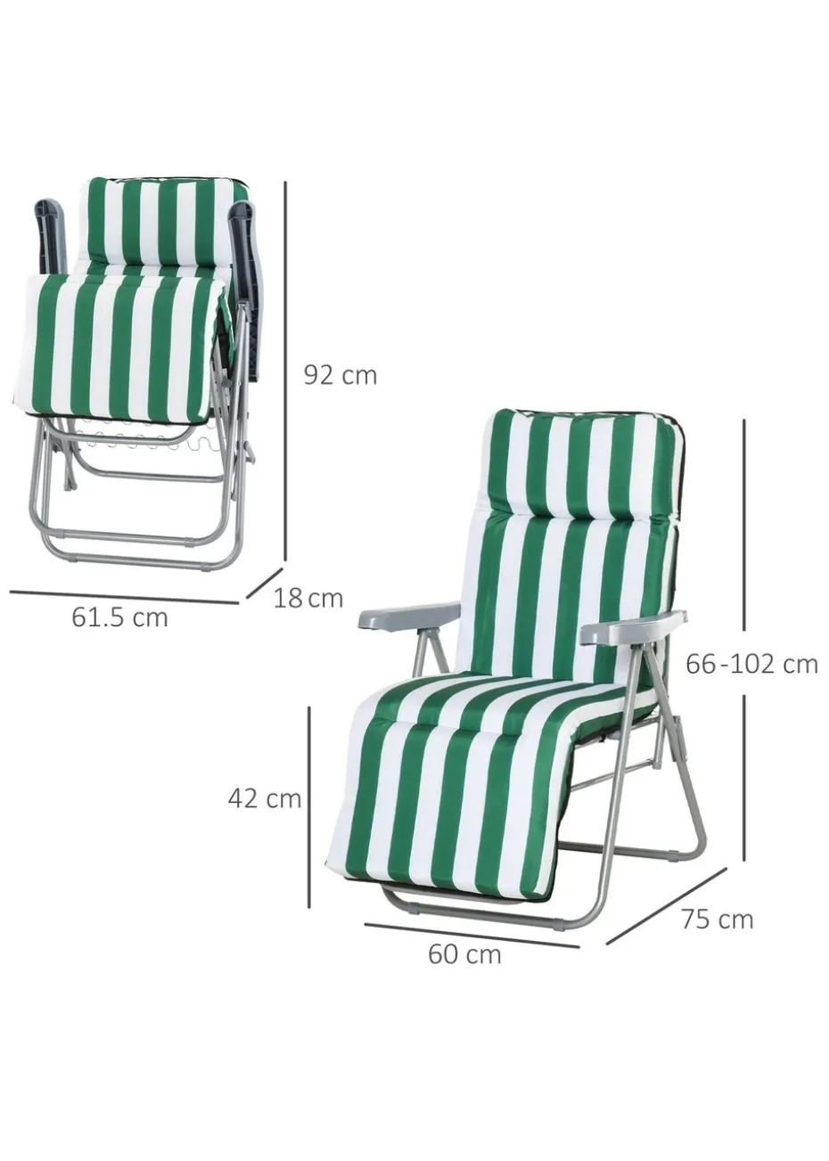 Outsunny Set of 2 Garden Patio Foldable Sun Recliners Loungers